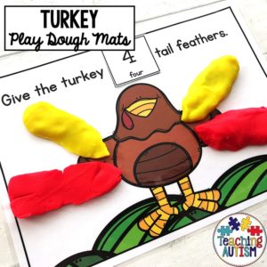 Turkey Tail Feather Counting Play Dough Mats