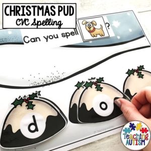 Christmas Pudding CVC Words Spelling