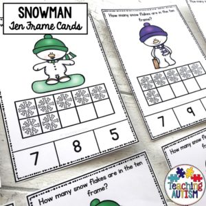 Snowman Ten Frame Task Cards
