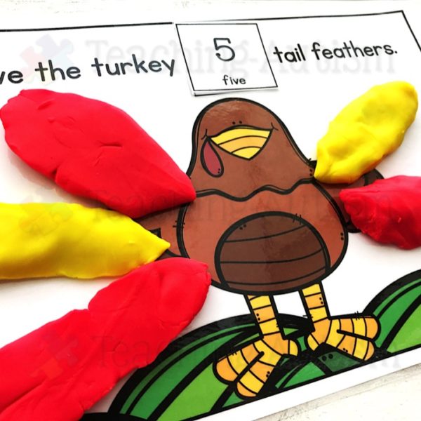 Turkey Tail Feather Counting Play Dough Mats