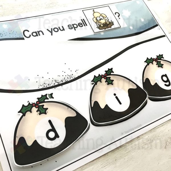 Christmas Pudding CVC Words Spelling