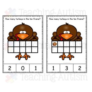 Turkey Ten Frame Task Cards