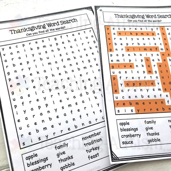 Thanksgiving Word Search Pack