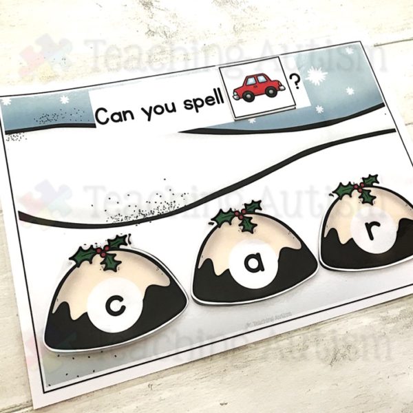 Christmas Pudding CVC Words Spelling