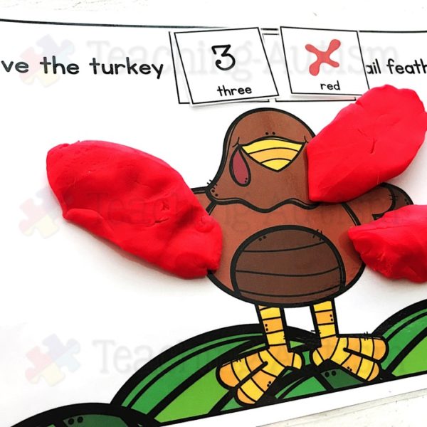 Turkey Tail Feather Counting Play Dough Mats