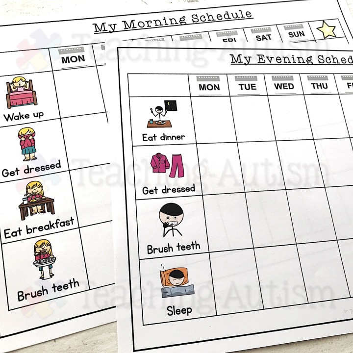 Autism Morning Routine and Evening Routine Rewards - Teaching Autism