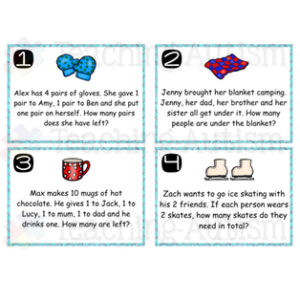 Winter Math Word Problem Task Cards