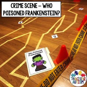 Who Poisoned Frankenstein Halloween Crime Scene