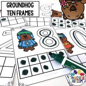 Groundhog Ten Frame Task Cards