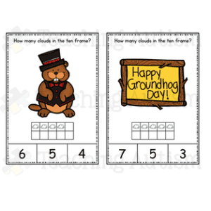 Groundhog Day Math Ten Frame Task Cards