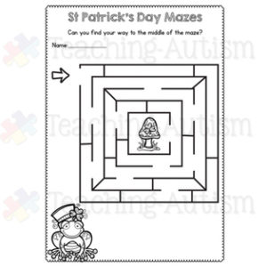 St Patrick's Day Maze Worksheets