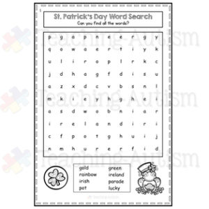 St Patricks Day Word Search Activities