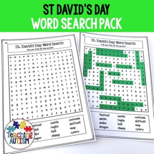 St David's Word Search Activity Pack