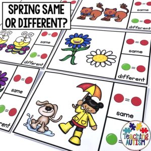 Same or Different Spring Task Cards