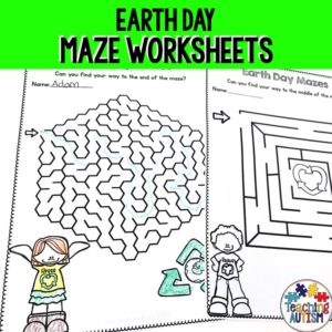 Earth Day Literacy Activities, Fine Motor Mazes