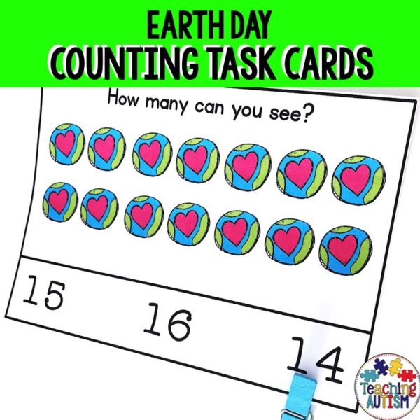 Earth Day Maths Activity, Counting Task Cards