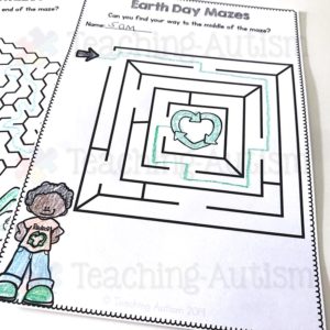 Earth Day Literacy Activities, Fine Motor Mazes