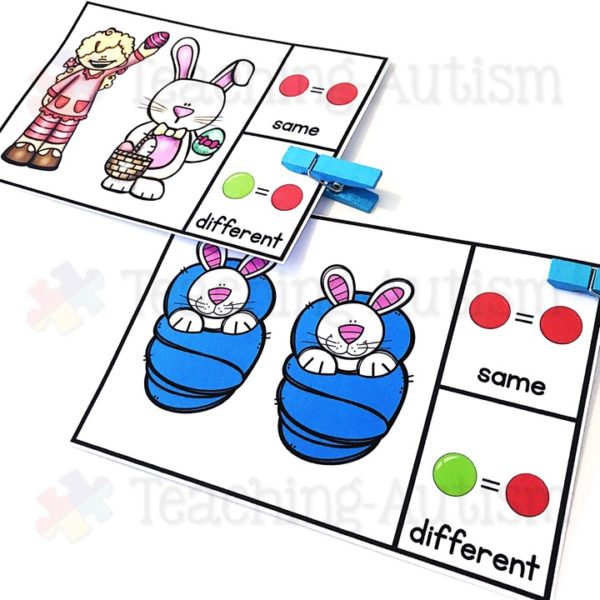 Easter Task Card Activities, Same or Different