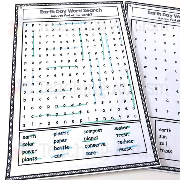 Earth Day Word Search Activities Pack