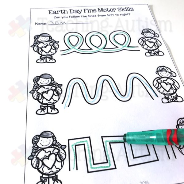 Earth Day Fine Motor Worksheets