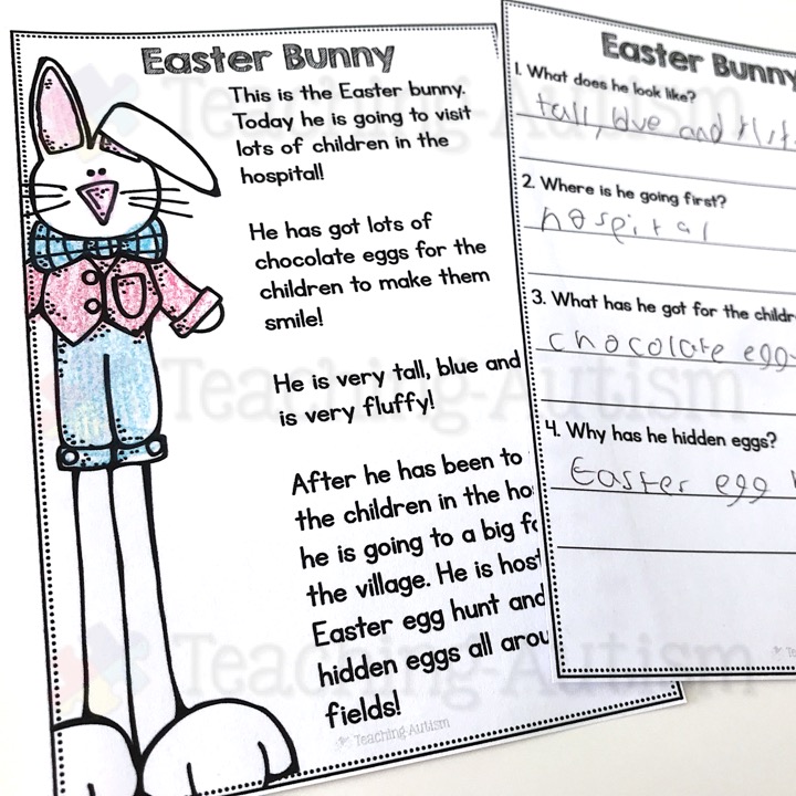Easter Reading Comprehension Worksheets Teaching Autism
