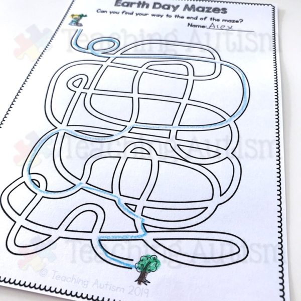 Earth Day Literacy Activities, Fine Motor Mazes