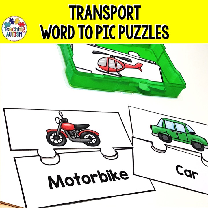 Transportation Activities Matching Words to Pictures - Teaching Autism