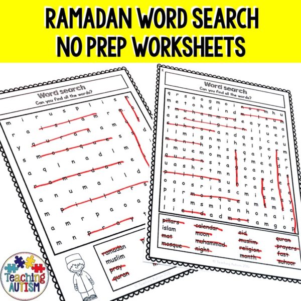 Ramadan Word Search Worksheets
