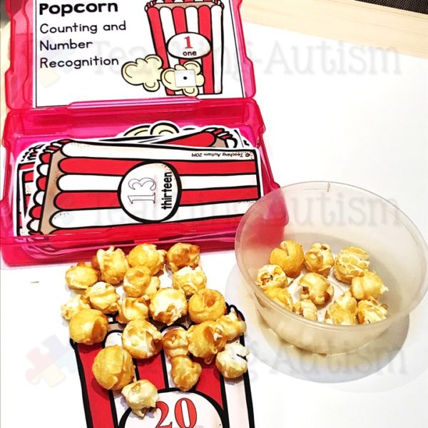 Counting Popcorn and Number Recognition Task Box