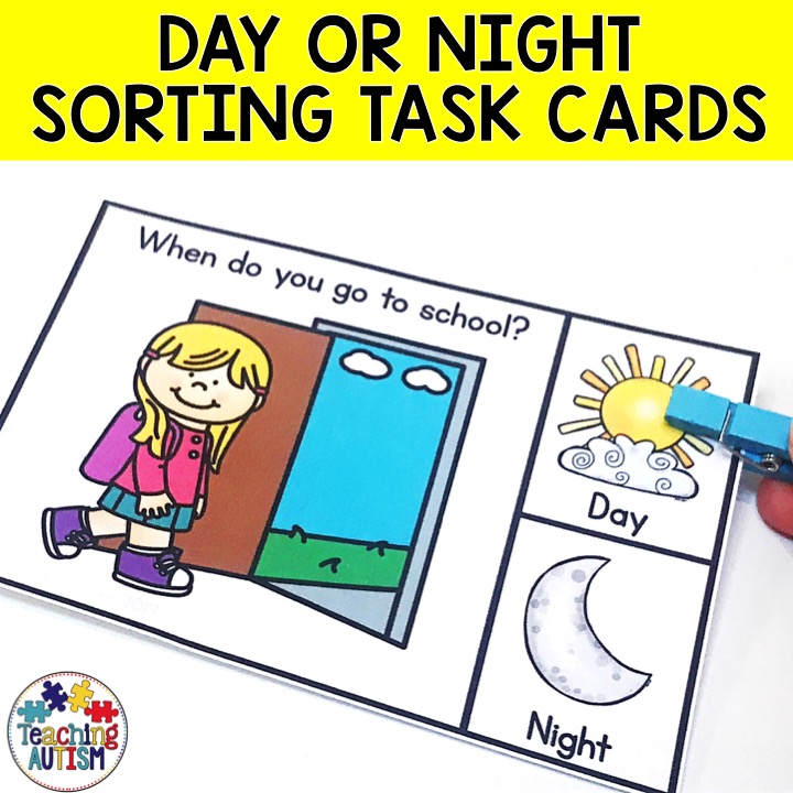 Day And Night Sorting Activity Task Cards Teaching Autism