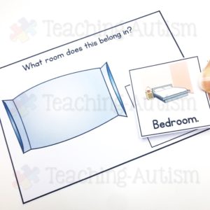 Sorting Pillow into Bedroom Task Box