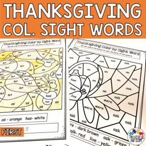 Thanksgiving Colour by Sight Word First