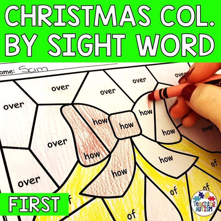 Christmas Colouring by Sight Word Second Teaching Autism