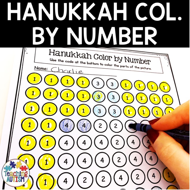 Hanukkah Colour by Number Worksheets Teaching Autism