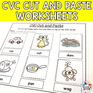 Worksheets for CVC Words Cut and Paste