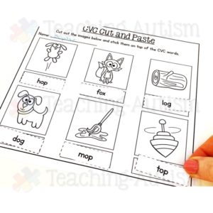 Worksheets for CVC Words Cut and Paste