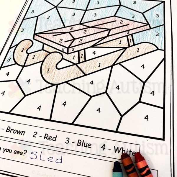 Winter Colour by Number Worksheets