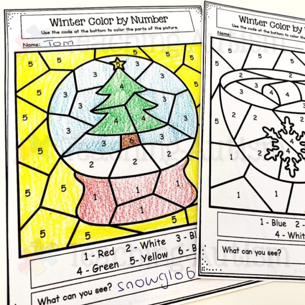 Winter Colour by Number Worksheets
