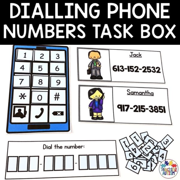 Phone Number Activity Life Skills Task Box Teaching Autism