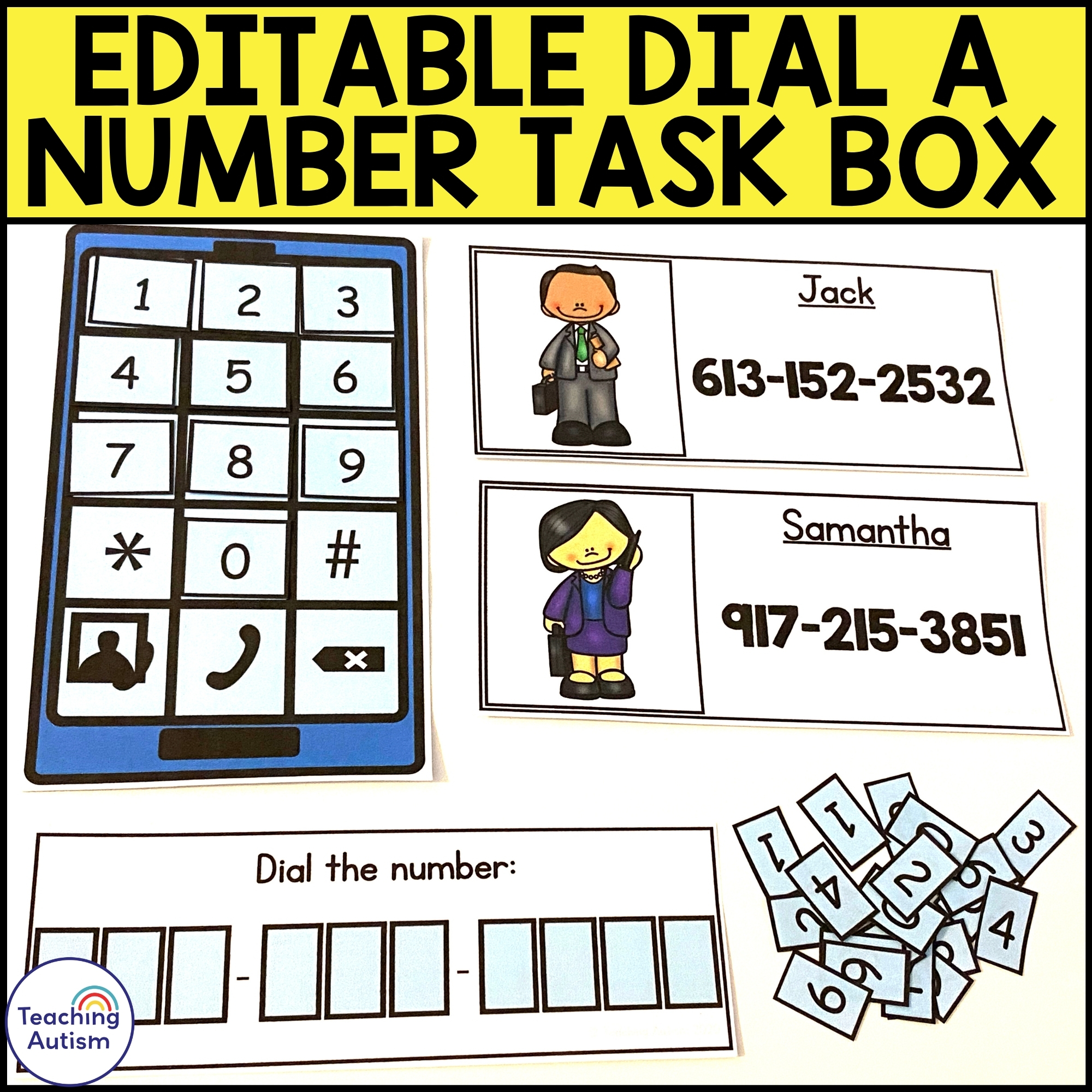 Phone Number Activity Life Skills Task Box