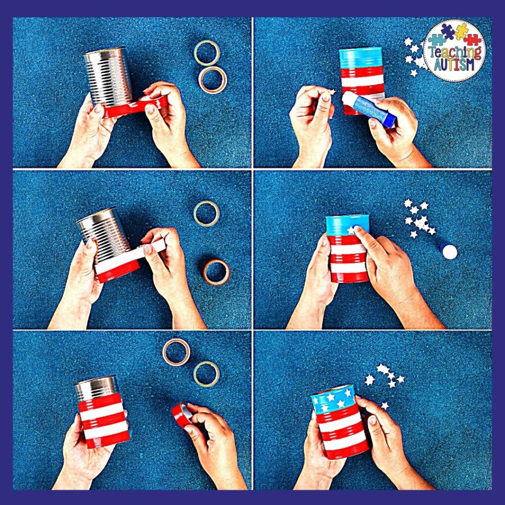 American Flag Tin Cans