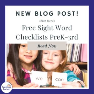 Free Sight Word Checklists