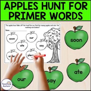 Apple Primer Sight Words Activity