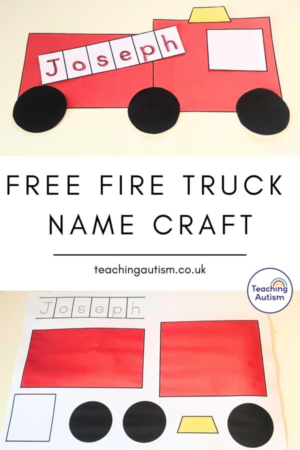 Free Fire Truck Name Craft - Teaching Autism