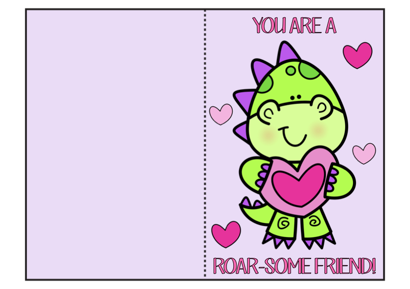 Free Dinosaur Valentine's Day Cards for Kids