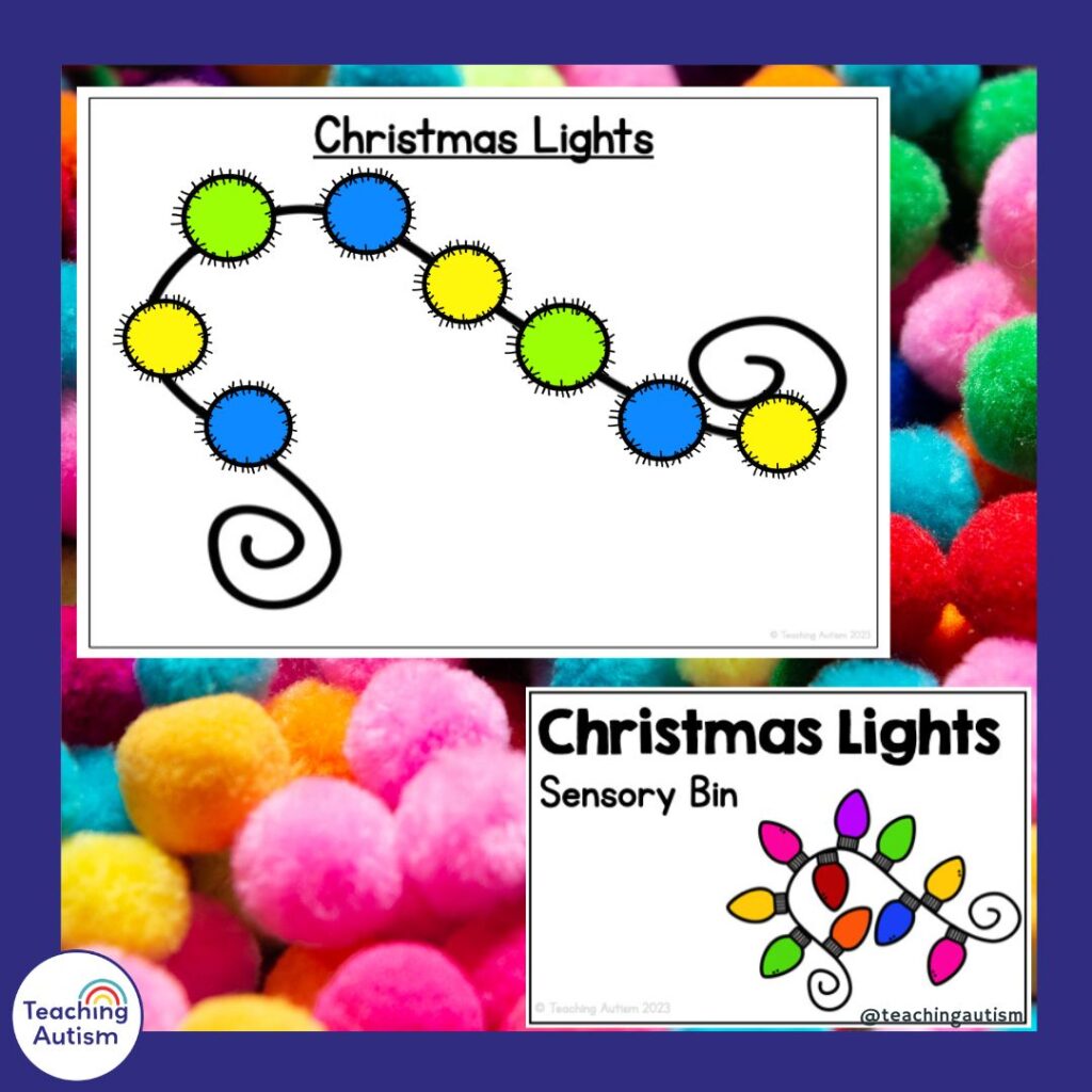 Making Christmas Lights Sensory Bin