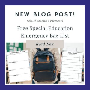 Free Special Education Emergency Bag List