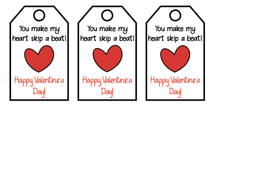 You make my heart skip a beat kids valentine gift label