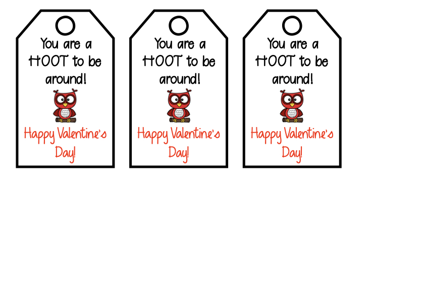 You are a hoot to be around kids valentine gift label