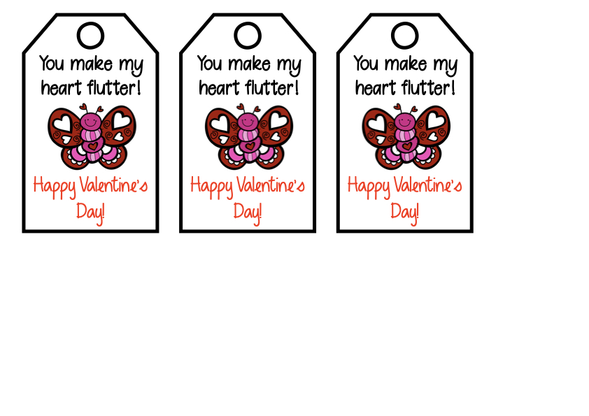 You make my heart flutter kids valentine gift label